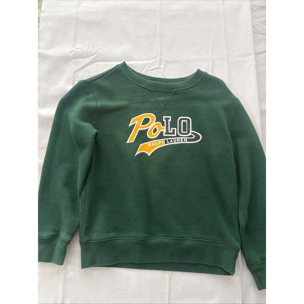 Polo Ralph Lauren Boys Dark Green Graphic Pullover Sweatshirt Size 7